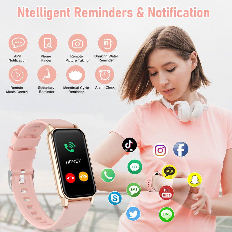 Health Fitness Tracker, Smart Watch with 24/7 Heart Rate Blood Oxygen Blood Pressure Sleep Monitor, IP68 Waterproof Step Calorie Counter Pedometer Activity Trackers for Android&iPhone Women Men Pink