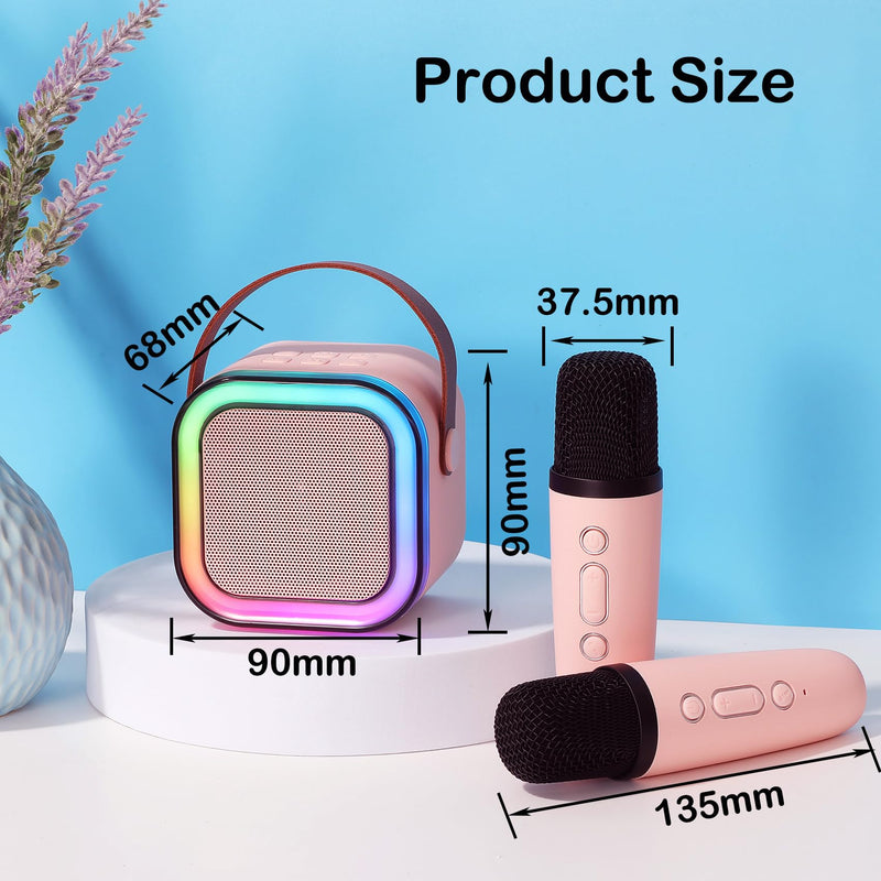 AUTENS Mini Karaoke Machine for Kids&Adults, Portable Bluetooth Karaoke Microphone Singing Speaker with 2 Mic and RGB Multi-Colors, Birthday Gifts Toys for All Smartphones, Family,Home Party