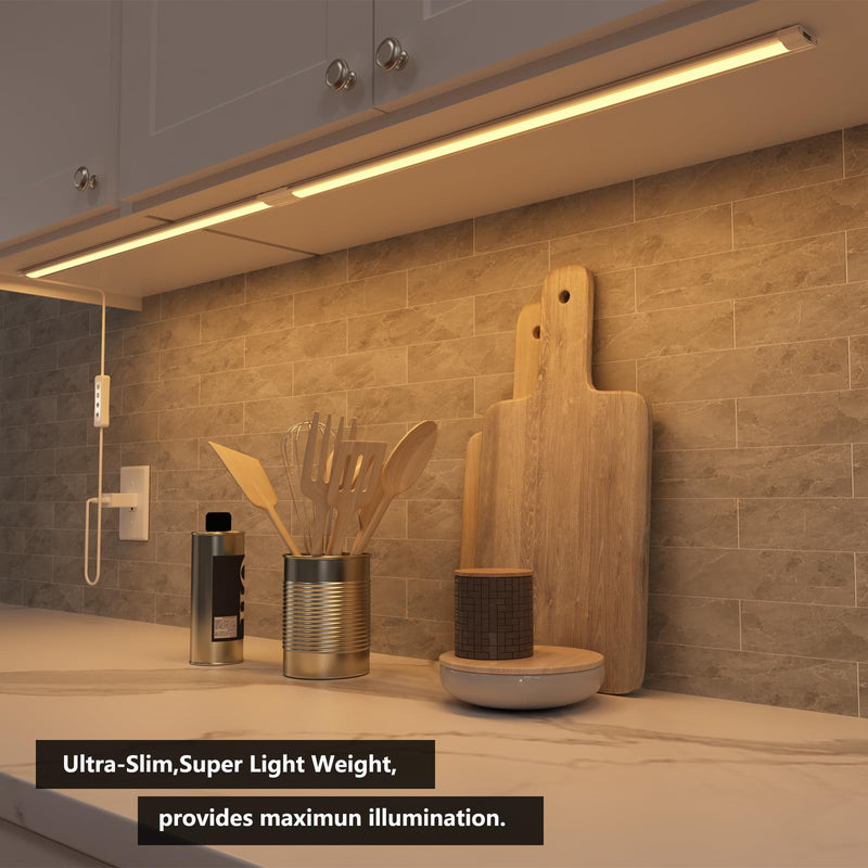 LED Under Cabinet Lighting USB Plug in Cabinet Lights,3 Levels CCT(3000K/4000K/6000K),Ultra-Thin 12Inch - 2X Dimmable Indoor Light Bar Linkable for Under Counter,Desk,Shelf,Closet,Workbench,8W,720LM 12''-2x-LED Bars