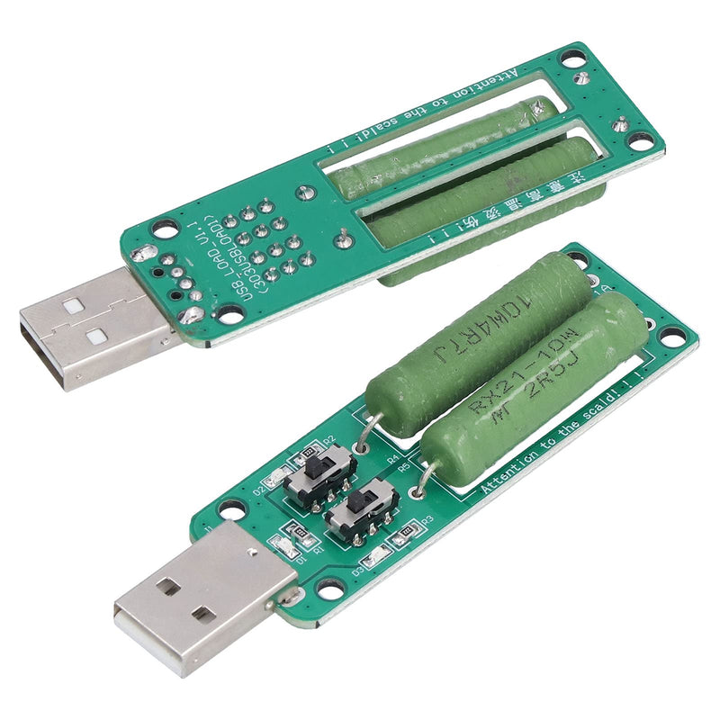 Eujgoov USB Load Tester Power Bank Discharge Resistor 5 V 1 A / 2 A / 3 A Switchable Load Resistor Discharge Ageing Resistance Electronic Load Detector Pack of 2
