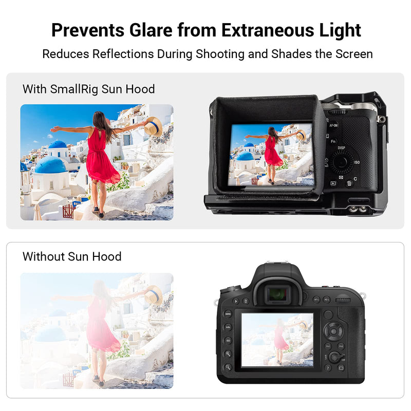 SmallRig Screen Hood Sun Hood Sunshade for Sony Alpha 7 IV / A7S III / A7C / A7CR / A7C II/ZV-E1 / ZV-E10 / ZV-1F / ZV-1 II/ZV-1 / FX3 Camera - 3206