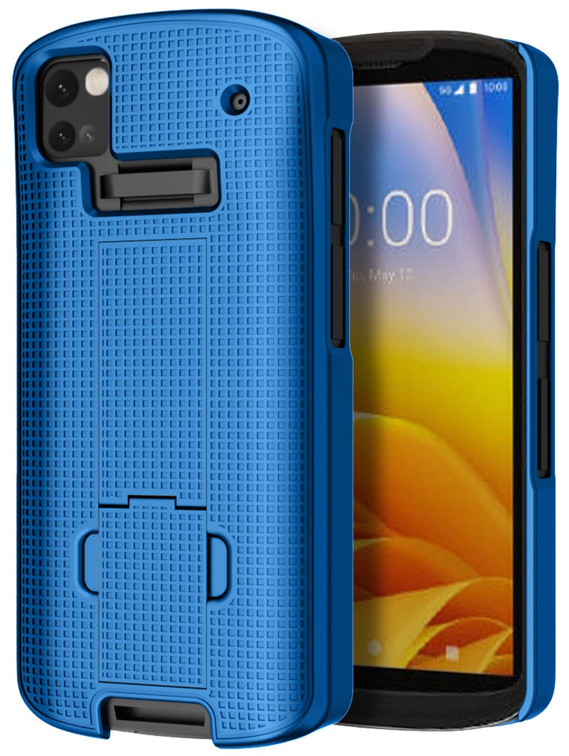 [AUSTRALIA] - Case with Clip for Zebra TC53 TC58 Mobile Computer Scanner, Nakedcellphone Slim Hard Shell Cover with Kickstand and [Rotating/Ratchet] Belt Hip Holster Combo - Cobalt Blue 