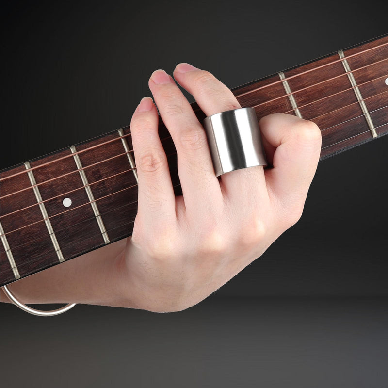 Mr.Power Guitar Slide Chrome Stainless Steel Finger Slides, Long and Short Set Metal Guitar Tube Tone Ring, for Electric Acoustic Guitar Bass, Celluloid Thumb & Finger Picks Plectrums + Portable Bag