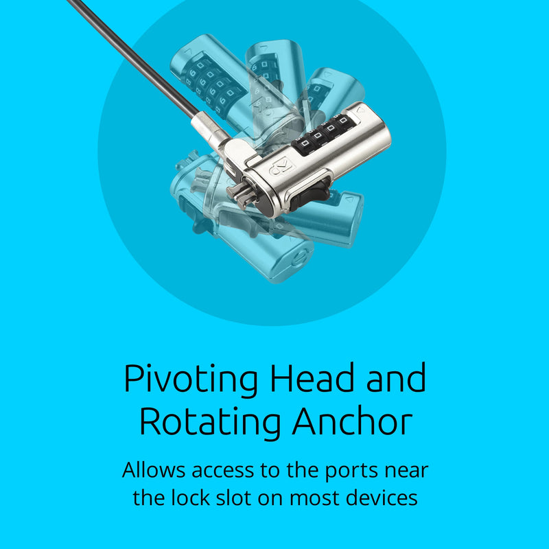 Kensington Simple Solutions Combination Laptop Lock for Nano Security Slot, Resettable Anti-Theft 4-Digit Combination Nano Slot Security Cable Lock (K60214WW)