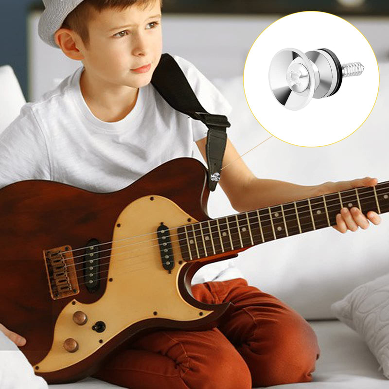12 Pcs Guitar Strap Button Lock Pins,Strong Metal Guitar Strap End Pins with Screws and Rubber Blocks Anti-slipping Guitar Strap Lock Parts Accessories for Acoustic Guitar Electric Guitar Bass Ukulele