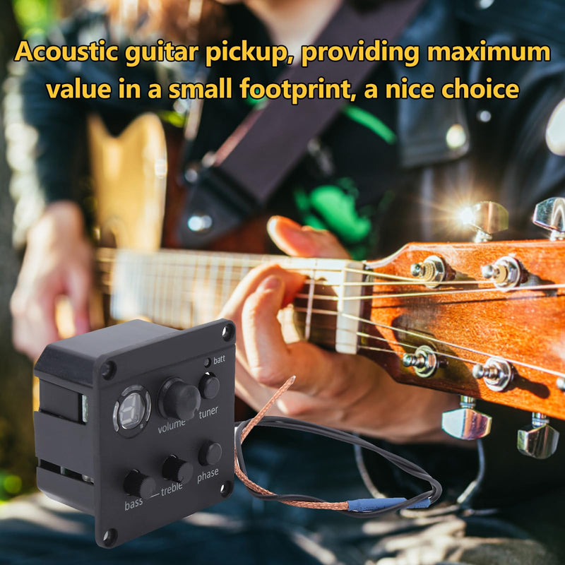 Onboard Preamp Systems, 3, Volume/Tone Shaping/Phase Switch Controls, LED Tuner, Easy Installation, Small Footprint, Sonicore Pickup Acoustic Guitar Pickup