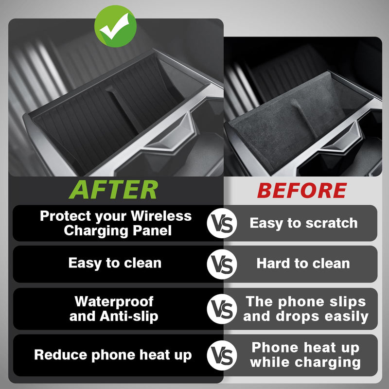 BestEvMod Center Console Phone Charge Area Silicone Mat Anti Slip Silicone Pad Compatible with 2024+ Tesla Cybertruck Interior Accessories Anti-Slip Easy Clean