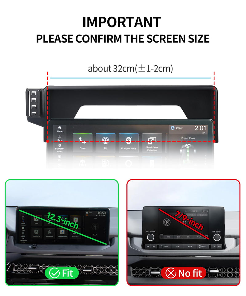 Wireless Charger Car Phone Holder for Honda Accord 2023-2026 12.3" Screen | Auto Clamp Cell Phone Mount Accessories 15W Qi Fast Charging Stand Compatible with iPhone Android,360° Navigation Bracket