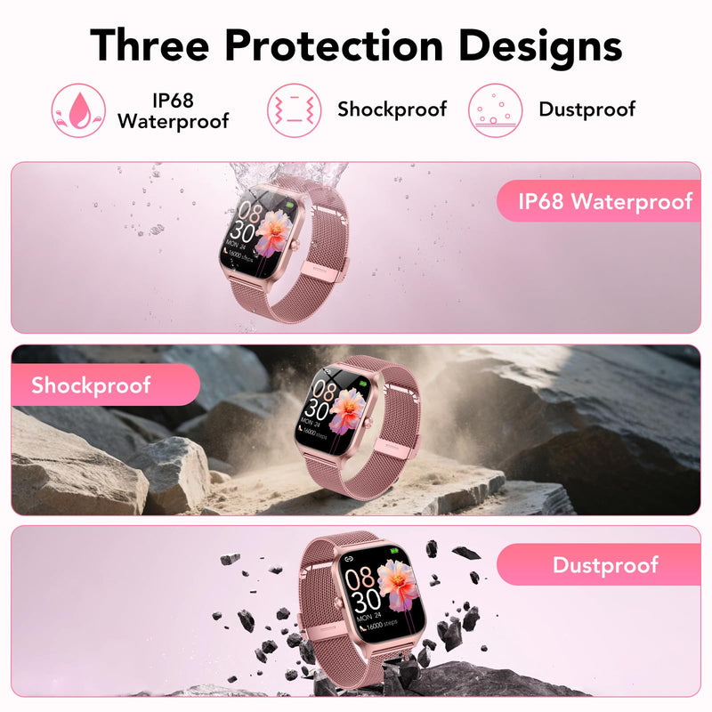 CASCHO Smart Watch for Women (2 Bands), Bluetooth Call Smartwatch with AI Voice,1.85" HD Fitness Watch,Heart Rate/SpO2/Steps/Sleep Monitor,120+ Sports Modes,Smart Watches for Android iOS-Rose Gold Rose Gold 1