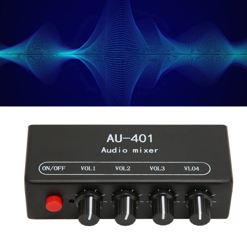 Zopsc 4-Channel Stereo Audio Mixer, 4 In 1 Out, 3.5mm, Black