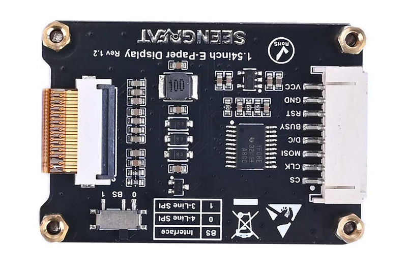 SeenGreat 1.54 Inch E-Ink Display Three Colour E-Paper Screen for Raspberry Pi/Arduino/Jetson Nano/STM32 200 x 200 Pixels Red Black White SPI Interface