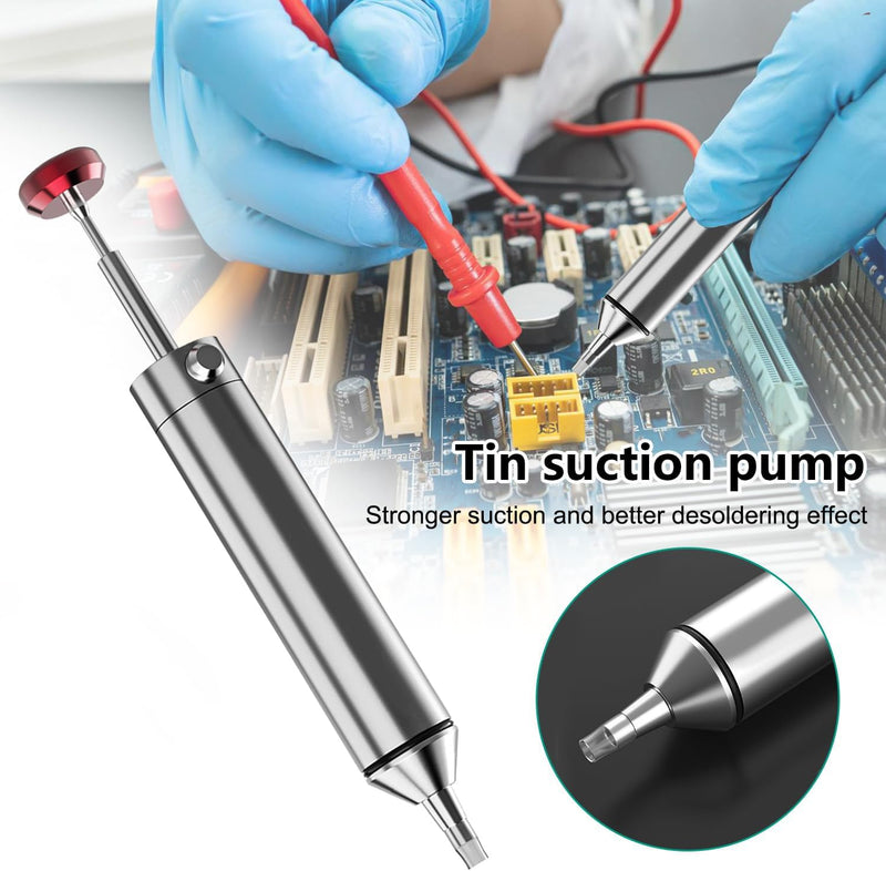 Hsthe Sea All Metal Vacuum Soldering Suction Desoldering Pump, High Suction Power, High Temperature Resistance, Perfect Desoldering Tool for Soldering Removal