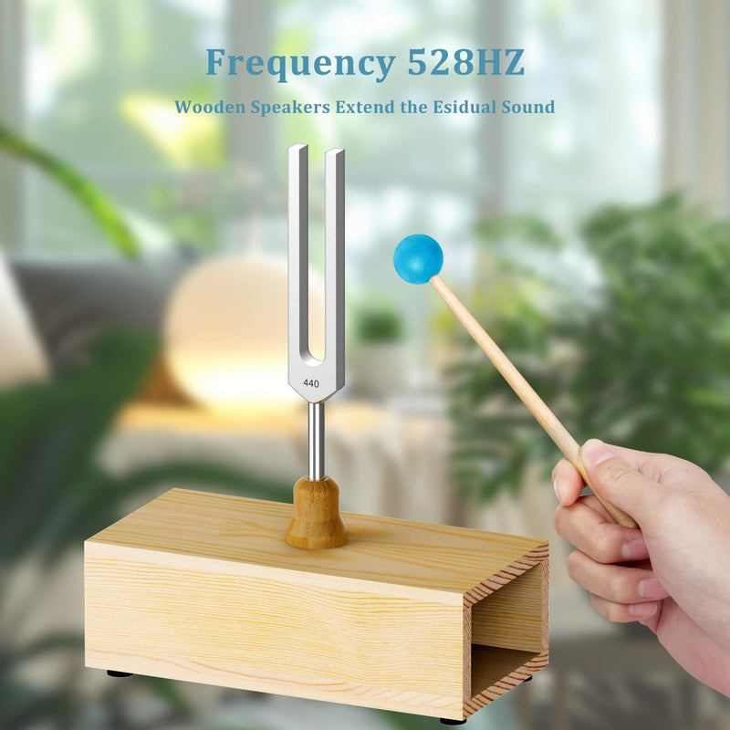 440Hz, 432Hz, 417Hz Aluminum Alloy Tuning Fork with Resonance Box and Wooden Hammer，3 pcs tuning fork Suitable for Sound Therapy, Yoga, Relaxation and Meditation