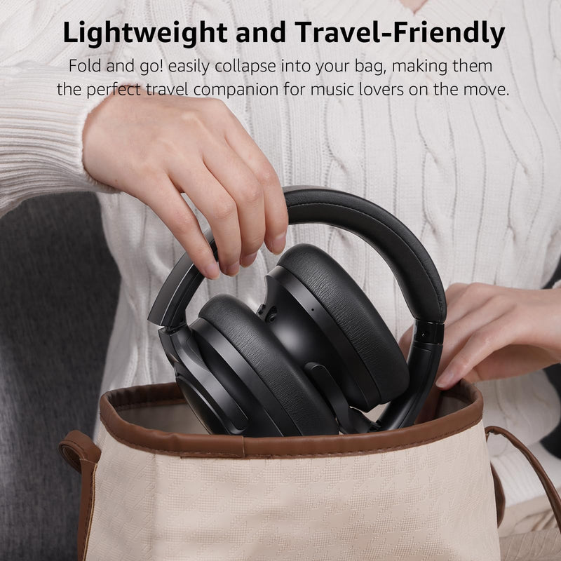1Mii Y8 Hybrid Active Noise Cancelling Headphones, Wireless Over Ear Bluetooth Headphones, LDAC Hi-Res Audio, 75H Playtime, Deep Bass, Comfort Fit & Foldable Ear Cups, for Home Office Travel