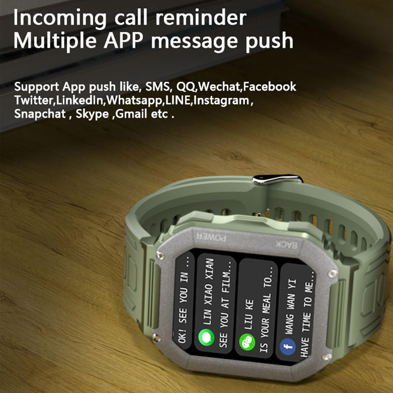 Smart Watches for Men(Answer/Make Call), 1.8" HD Fitness Tracker Watch with Blood Pressure/Heart Rate Monitor, SpO2, 100+ Sports Fitness Smart Watch for Android/iOS Phones, 3 Watch Bands (Green)