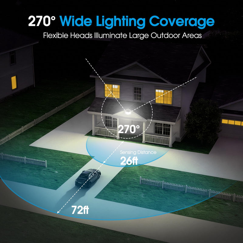 [AUSTRALIA] - Motion Sensor Outdoor Light Hardwired, 45W 7500LM Security Flood Lights Motion Detector Dusk to Dawn Light, IP65 Waterproof, 220 LEDs Floodlight with Remote Control for Garage, Yard, Porch 1 Pack 