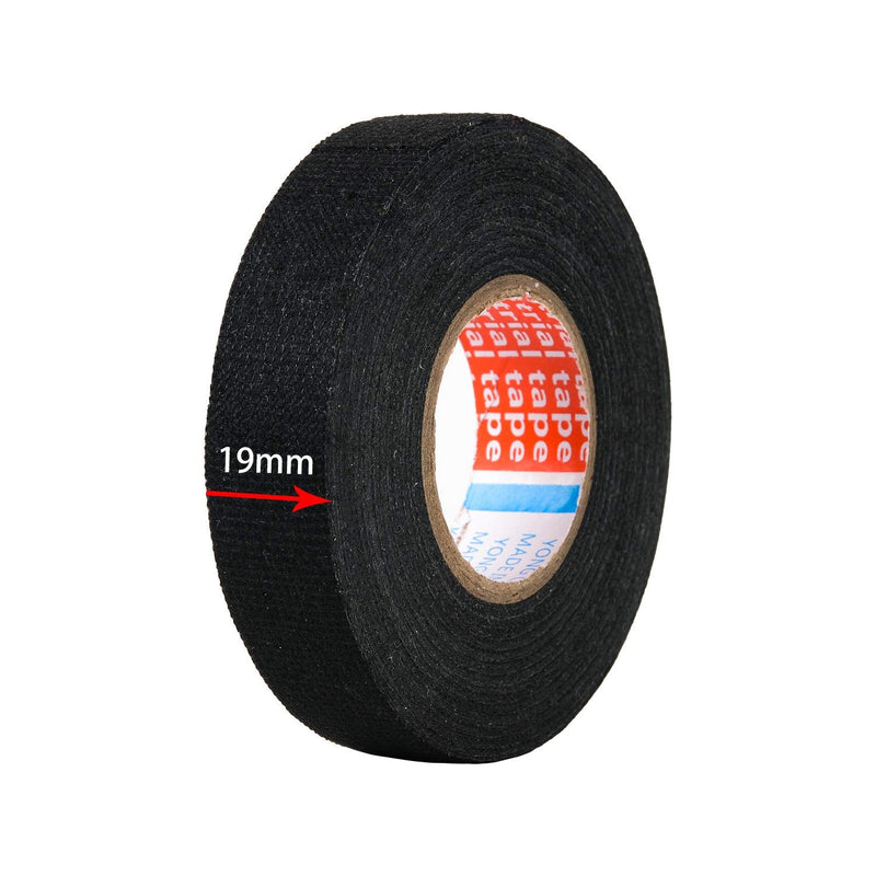 [AUSTRALIA] - Wire Harness Cloth Tape, 3/4-Inch by 50-Foot (4 Rolls), Speaker Wiring Harness Cloth Tape, Black Adhesive Fabric Tape, for Automobile Electrical Wire harnessing Noise Dampening Heat Proof Width:20mm (4 Rolls) 