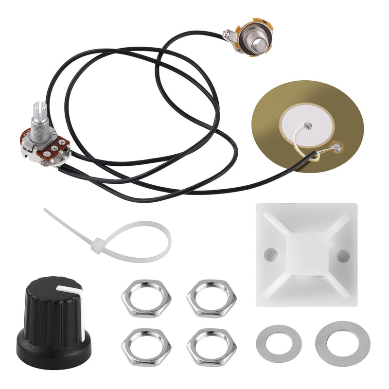 2 Packs 50mm Piezo Pickup Transducer Prewired Amplifier with 6.35mm Output Jack for Acoustic Guitars, Ukuleles, and Cigar Box Guitars
