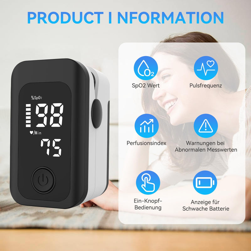Berrcom Pulse Oximeter Blood Oxygen Saturation Monitor Finger High Accuracy Sats Monitor for Children Adults with Batteries and Lanyard