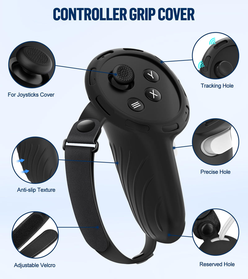 Silicone Cover Set Compatible with Meta/Oculus Quest 3 Accessories,Link Cable 10FT for Meta/Oculus Quest 3S/Quest 3/Quest 2