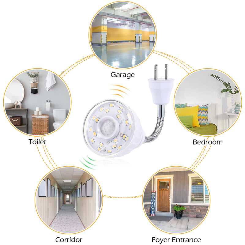 [AUSTRALIA] - Yahenda 3 Pack Motion Activated LED Night Light Plug in Smart Dusk Dawn Sensor Light PIR Infrared Sensor Motion Detector Lamp Flexible Rotating for Hallway Stairway Garage Basement(Warm White) Warm White 