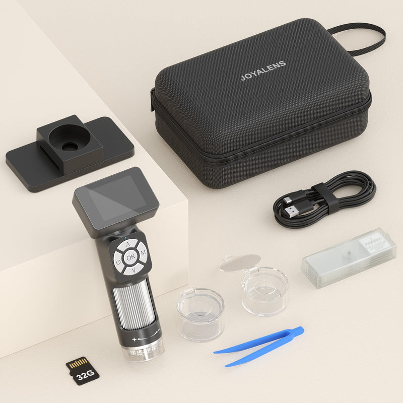 [AUSTRALIA] - JL112 Handheld Microscope for Kids Adults, Portable Digital Microscope with 2" LCD Screen, 1080P USB Pocket Microscope Camera with 8 LED Lights, PC View, Microscope Slide Kit, 32GB 