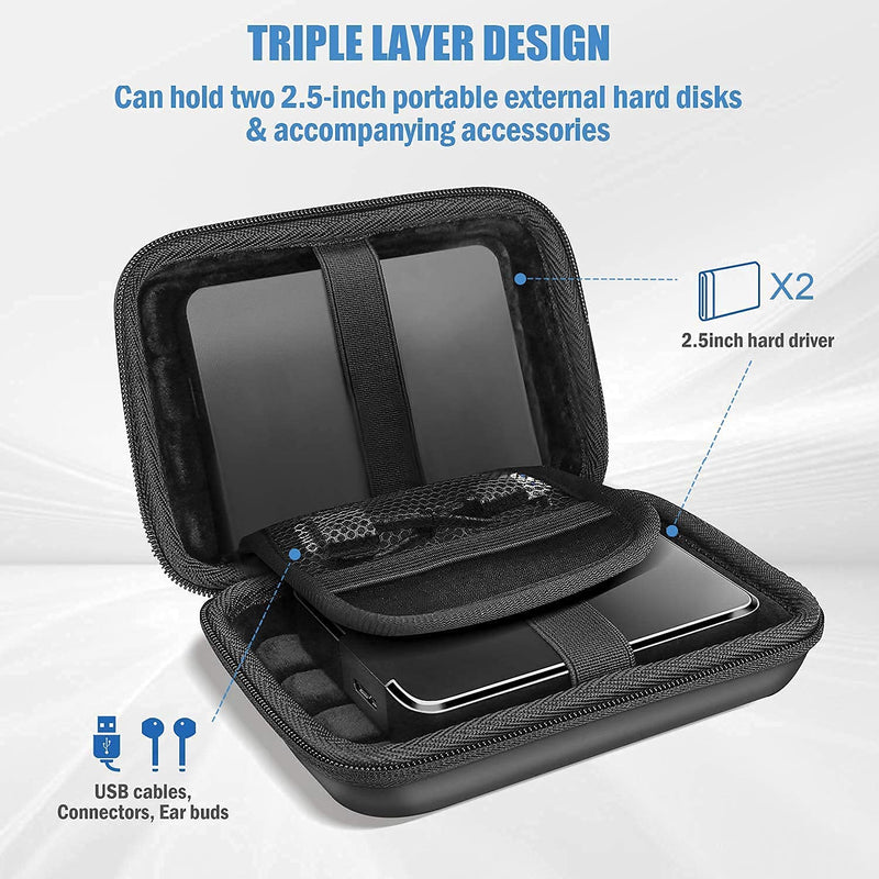ProCase Hard Drive Case 2.5 Inch Bundle with ProCase Samsung T7 / T7 Touch Portable SSD Carrying Case with Silicone Cover