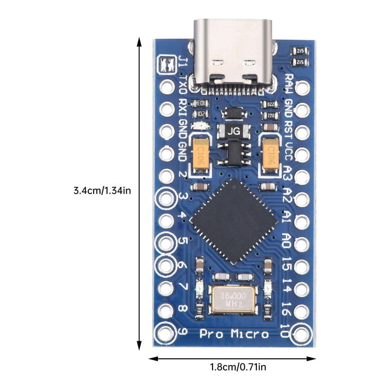 Pro Micro 32U4 Module Type-C Development Board 5V 16MHz Microcontroller Pack of 2 Blue-2 Pieces