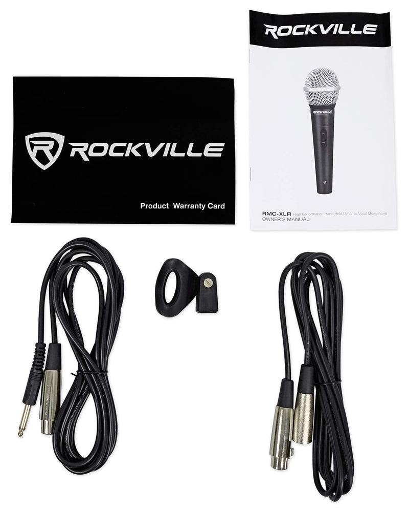 [AUSTRALIA] - Rockville RMC-XLR Wired Dynamic Microphone, Full Metal Body, M-56 Cartridge, (2) 10 Ft OFC Cables, Mic Clip & Case, for DJs, Karaoke, and Live Performances 
