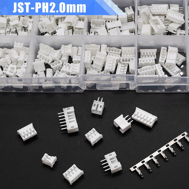Taiss 580PCS JST PH Connector kit 2.0mm 2/3/4/5/6Pin Housing,Female and Male Adapter Cable Connector Plug,PH2.0mm Female Pin Connectors,JST Connector F-066-580PCS JST PH2.0mm Connector kit