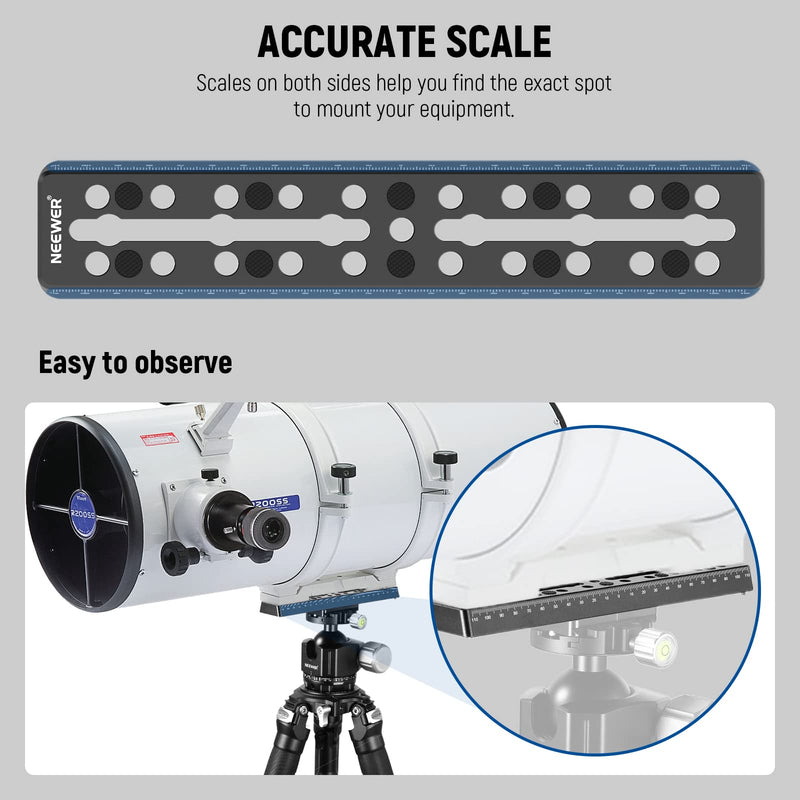 NEEWER 9"/230mm Rail Bar Vixen Style Dovetail Plate, Metal Mounting Plate Saddle with M6 1/4" 3/8" Camera Screw for Telescope Mount Adapter OTA Equatorial Tripod Sky Astrophotography, QR003