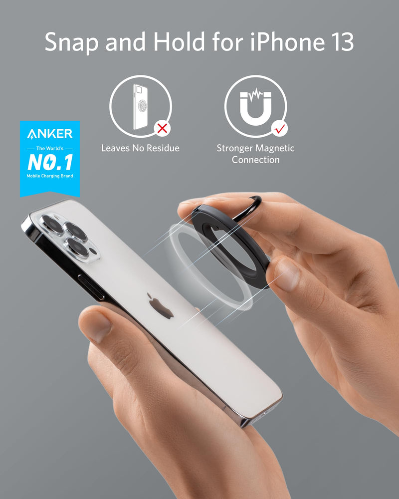 Anker Magnetic Phone Grip (MagGo), 610 Phone Ring Holder, Adjustable Kickstand, Only for iPhone 14/14 Pro/14 Pro Max/14 Plus/13/13 Pro/13 Mini/13 Pro Max/12/12 Pro/12 Mini/12 Pro Max Interstellar Gray