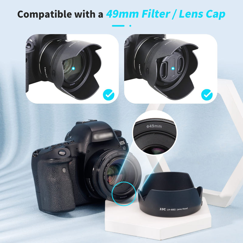 50mm Reversible Lens Hood Shade Fit for Canon EF 50mm f/1.8 STM Lens Replaces Canon ES-68 Hood Tulip Flower Design -Black