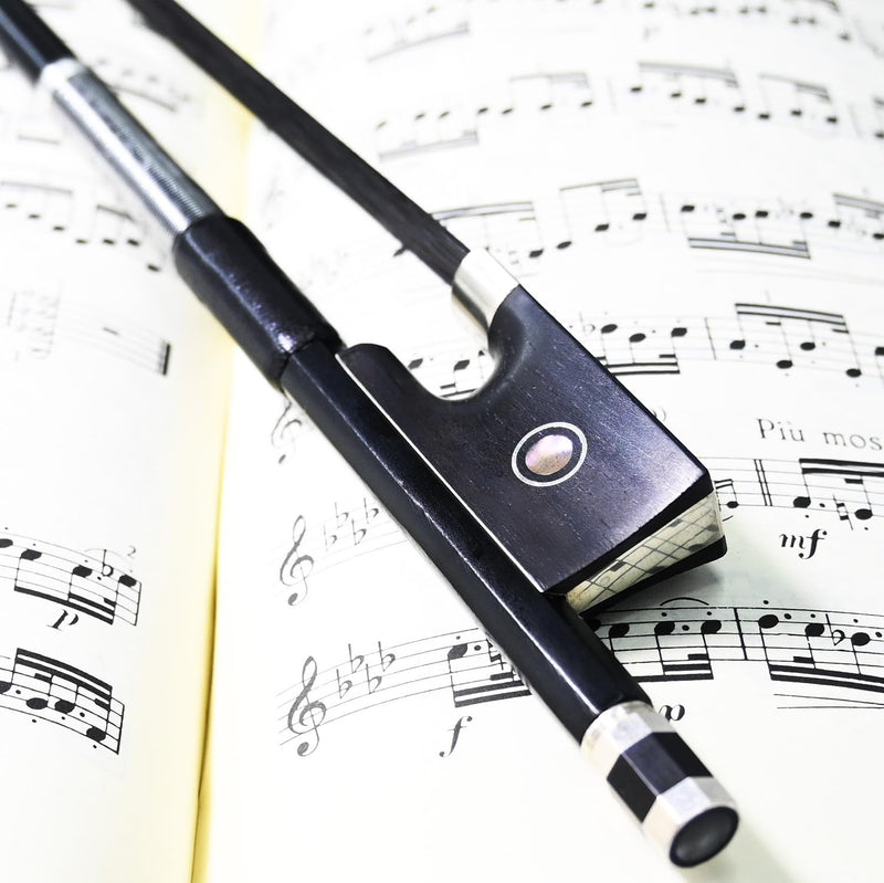 Carbon Fiber Violin Bow 4/4 Size VINGOBOW 100VB 74.5 cm Full 4 4 for Advanced Student Straight Parisian Eyes Ebony Frog Unbleached Mongolian Black Horse Hair Powerful and Wild Tone Smooth Screw Black haired