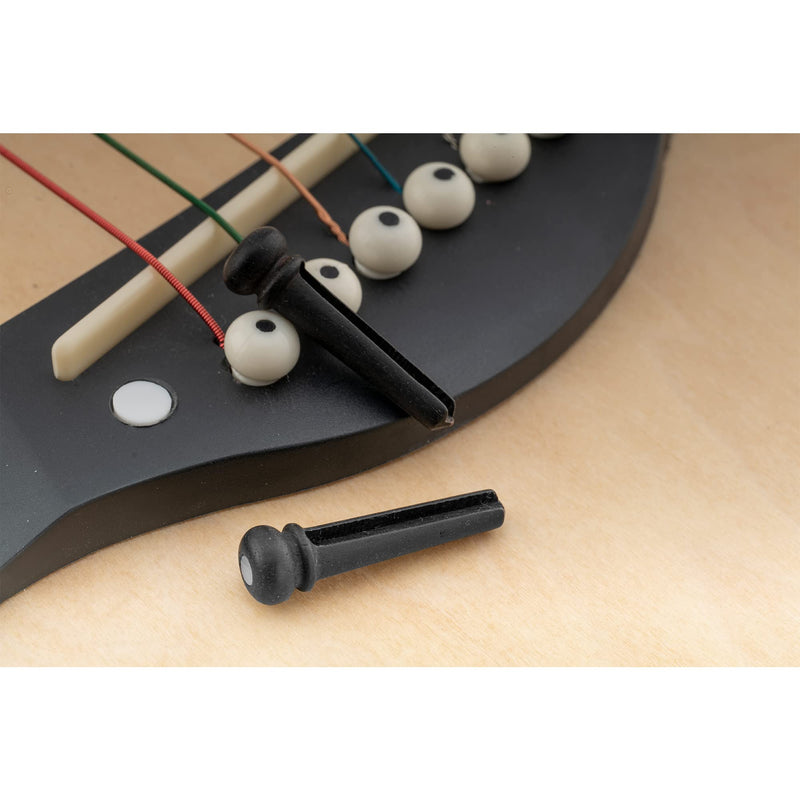 Musiclily SlottedGuitar Ebony Bridge Pins Endpins for Taylor Martin Acoustic Guitar Replacement, Black with White Pearl Shell Dot (Pack of 6) Black w/ White Dot Ebony