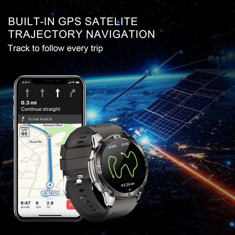 wonlex REDLEX Smart Watch for Men, 1.43" AMOLED Fitness GPS Tracker with 5.3 BT Call, 3ATM Waterproof, Sleep Pedometer Calories Counter, 65 Days Battery Life(Gray)