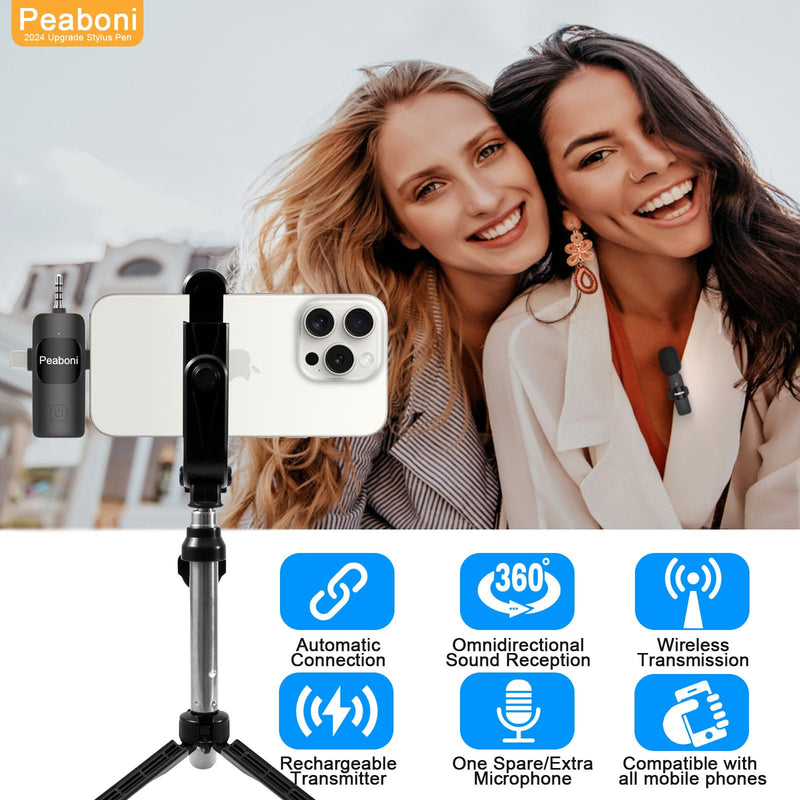 [AUSTRALIA] - Wireless Lavalier Microphone 3in1 mini Lapel Microphones for iPhone iPad Android Camera USB-C with Noise Reduction Recording Clip Mic for Creator Interview TikTok Vlog Live Streaming (Black/3in1) Black/3in1 