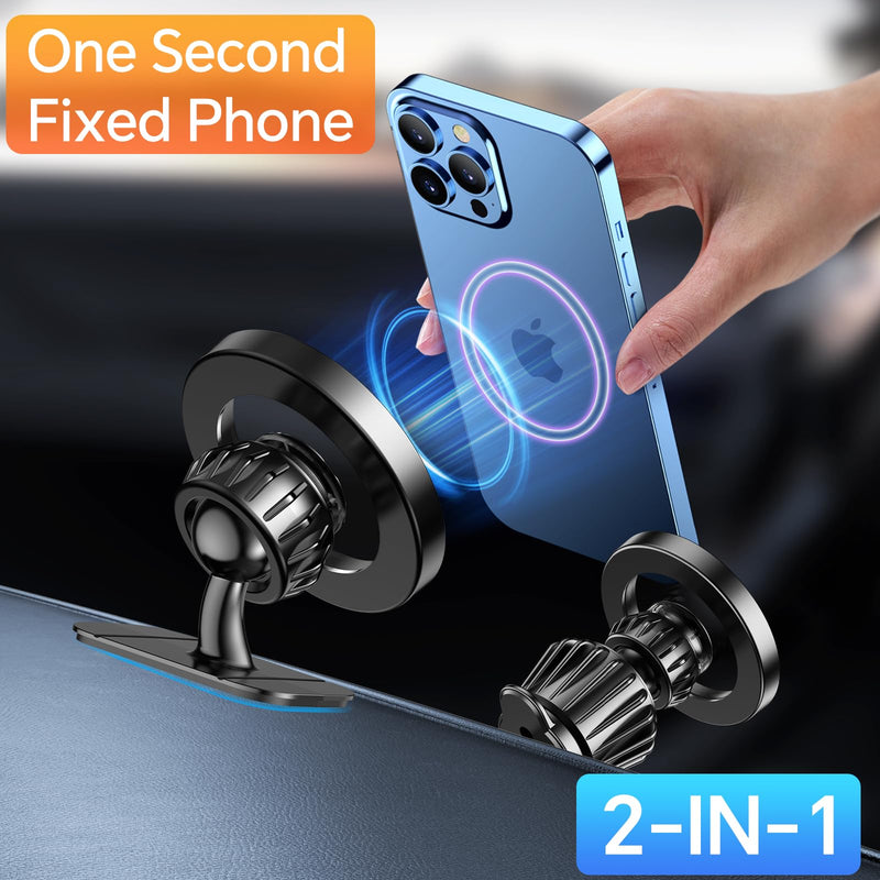 [AUSTRALIA] - for iPhone Magsafe car Mount【20 Strong Magnets】Magnetic Phone Holder for Car Dashboard【360° Rotation】Hands Free Car Phone Holder Mount Dash Fit iPhone 15 14 13 12 Pro Max Plus MagSafe Car Accessories Black 