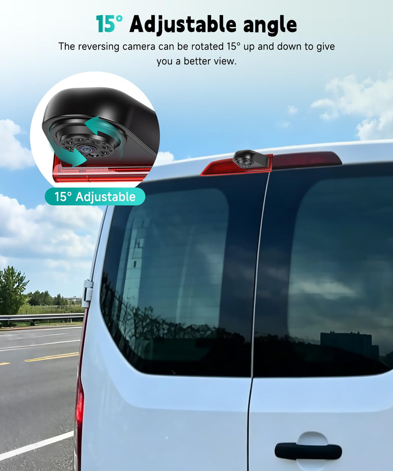 Brake Light Backup Camera for Ford Transit 2012-2015, High Mount Third Brake Light Reverse Camera, HD Rear View Parking Camera with Night Vision, Wide Angle, IP67 Waterproof, OEM Fit (No Light Board)