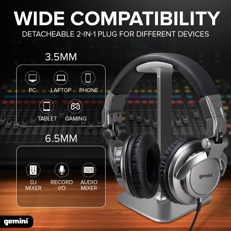Gemini Sound DJX-500 Professional DJ Headphones, Over-Ear, Wired, 90°/180° Rotating Joints, 57mm Drivers, Padded Ear Cups - Ideal for Studio Monitoring