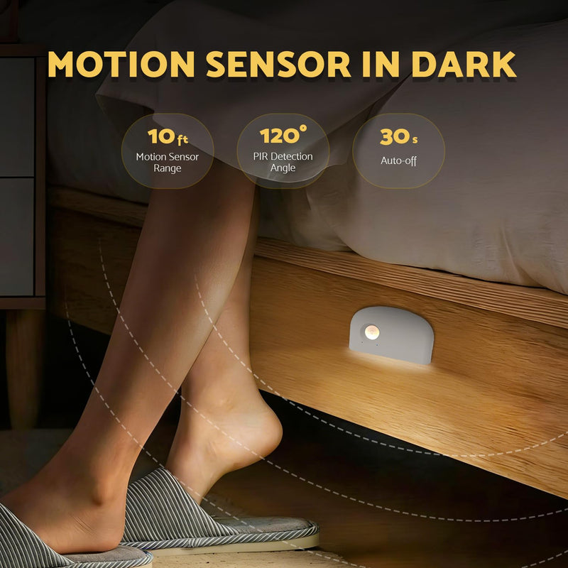 [AUSTRALIA] - Mini Stair Lights Motion Sensor Indoor, Battery Operated Night Light, Warm White, Rechargeable Magnetic Dimmable Stick-On Wireless LED, for Stairs Hallway Bathroom Bedroom, 6 Pack by Dazzy Dot 6pc 
