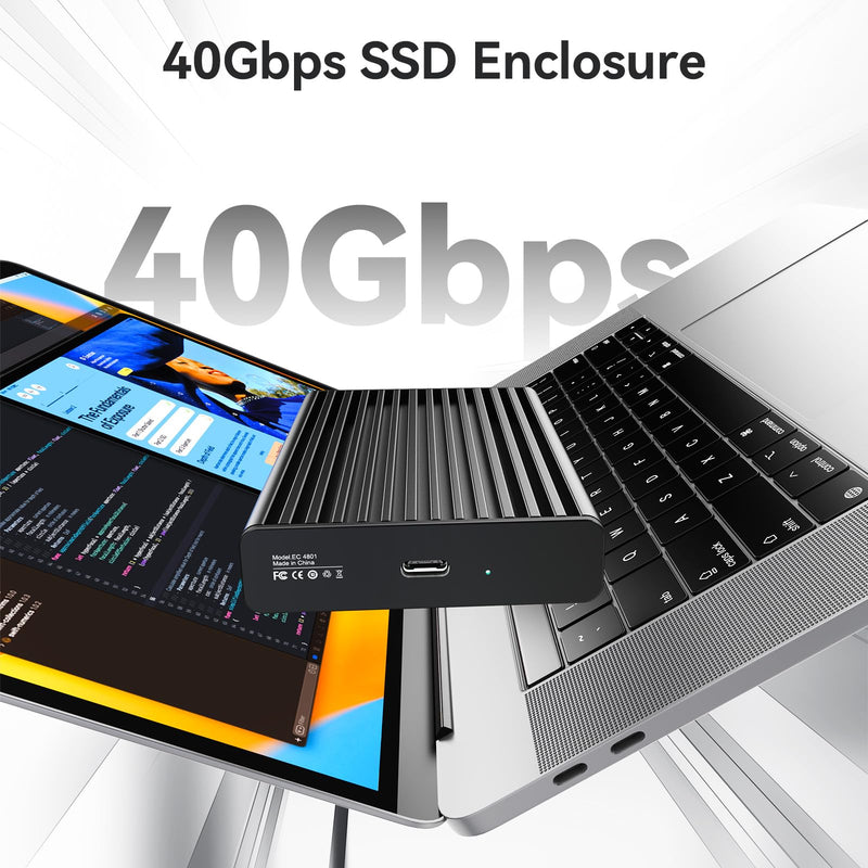 ANYOYO NVMe M.2 SSD Enclosure, 40Gbps NVMe Enclosure Up to 8TB SSD, Tool-Free Aluminum Case with Triple Fins Heat Dissipation, Compatible with Thunderbolt 3/4 & USB4/3.2/3.1/3.0/2.0 M1 M2 Pro/Max Black