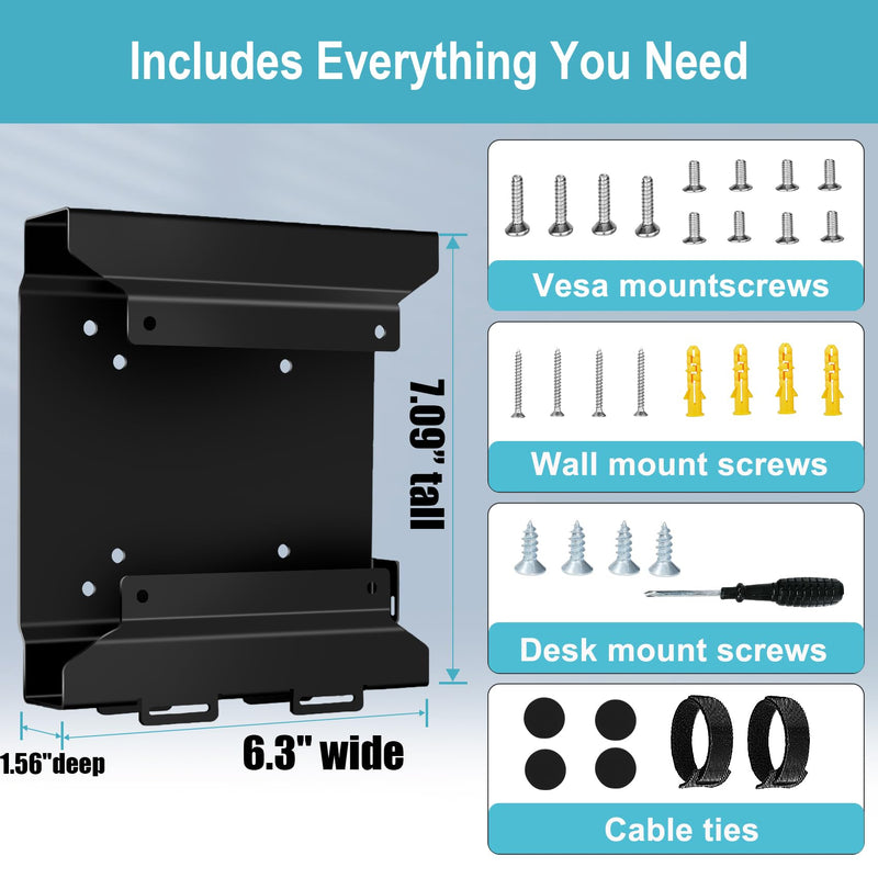 Mini PC VESA Mount Compatible with HP Desktop Mini, HPProDeskMini,EliteDeskMini, Wall VESA and Under Desk Mount for HPPro Mini 260 400,HPProDesk 400 405 600,HPEliteDesk 705 800 805 and More,1 Pack 1
