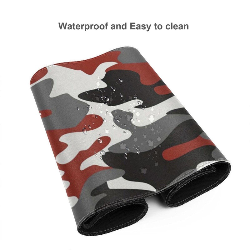 White Black Red Camo Gaming Mouse Pad Large XL Long Extended Pads Big Mousepad Keyboard Mouse Mat Desk Pad Home Office Decor Accessories for Computer Pc Laptop White Black Red Camo