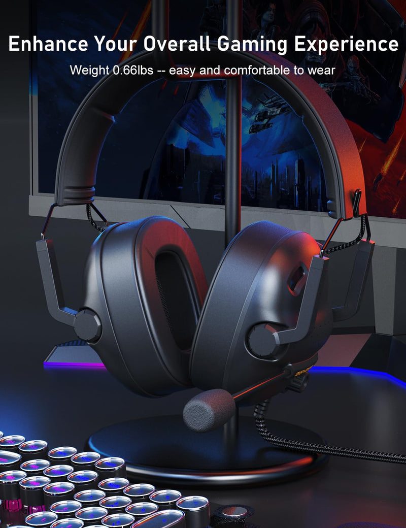 [AUSTRALIA] - SENZER SG500 Surround Sound Pro Gaming Headset with Noise Cancelling Microphone - Soft Memory Foam Padding - Portable Foldable Headphones for PC, PS4, PS5, Xbox One, Switch - Black 