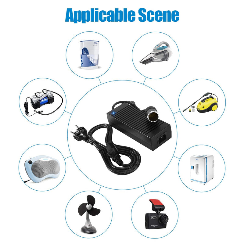 Plozoe Car power adapter, 120 W, 12 V, 10 A, AC-DC voltage converter, 230 V to 12 V, car power adapter, 12 V power supply cigarette lighter, voltage converter 230 to 12 V, converter 220 V to 12 V.