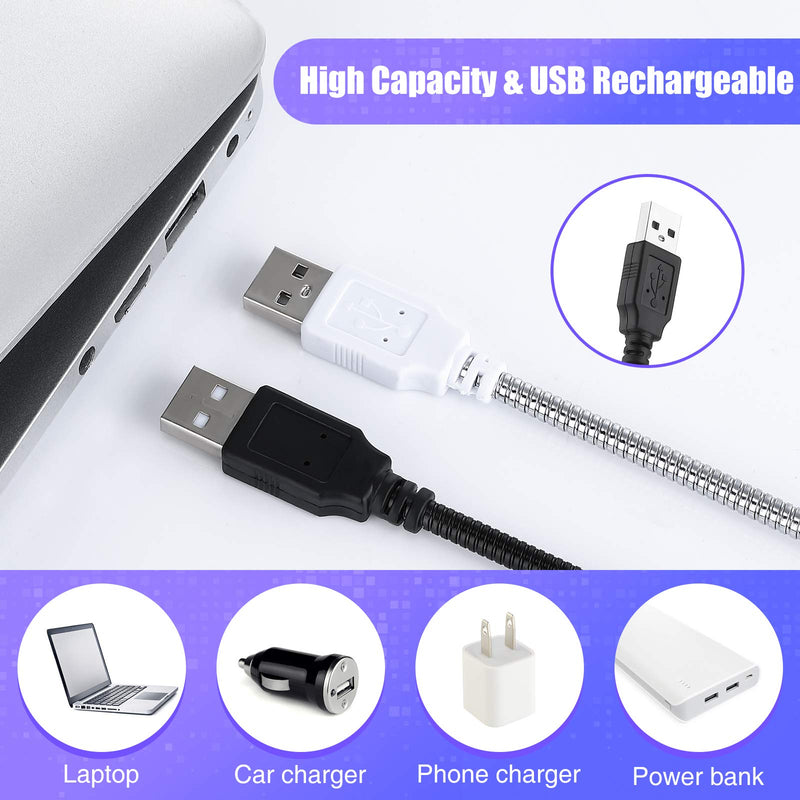 2 Pieces USB LED Light USB Light for Laptop Keyboard Light Gooseneck Light Computer Light Flexible Stick Dimmable LED Lamp Touch Switch for Reading Book (Black, Silver) Black, Silver