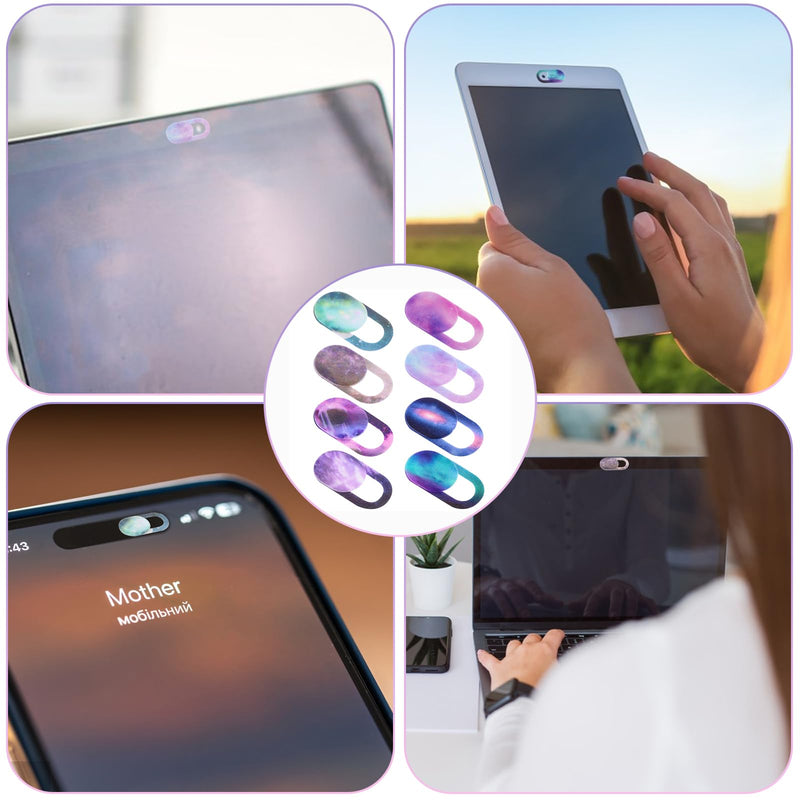 8PCS Webcam Cover Slide, Starry Sky Laptop Camera Cover Slide Phone Camera Cover Ultra Thin Computer Camera Cover Slide Blocker Slider Privacy Security Protector for PC Pad Video Front Lens
