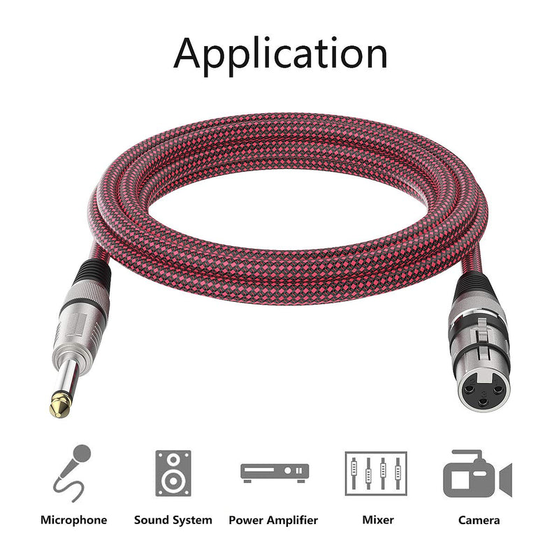 BIFALE XLR Female to 1/4 TS Cable 10ft 2Pack, Nylon Braided Microphone Cable TS 6.35mm Mono Jack Unbalanced Microphone Cable Heavy Duty Mic Cable TS to XLR Female-10FT-2Pack