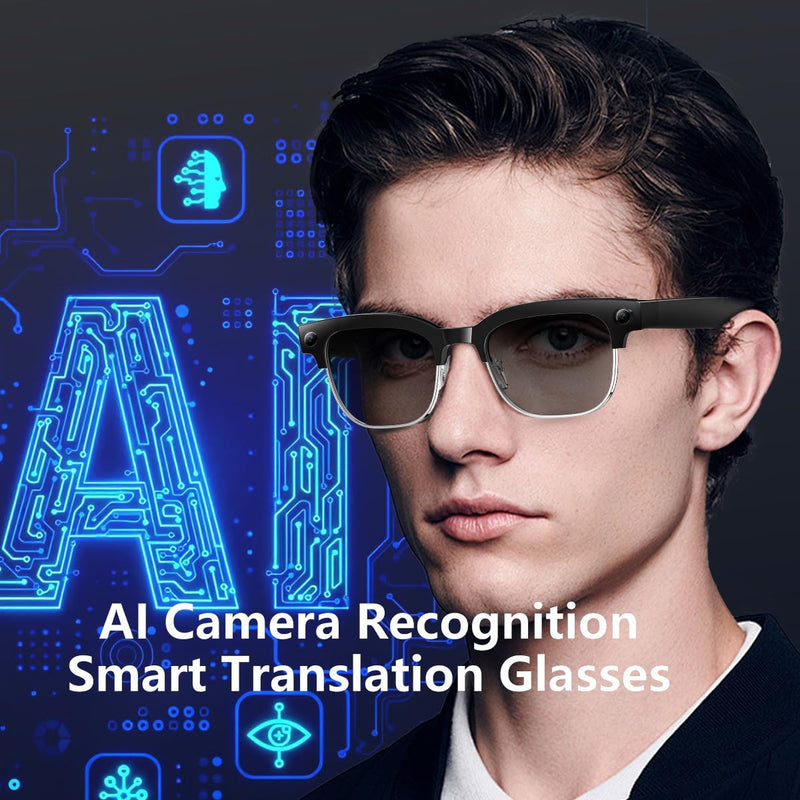 AI Smart Glasses with Camera,8MP HD Video Recording For Men And Women, GPT Identify Objects & AI Translation,Bluetooth Camera Glasses For Travel & Vlogging (Black) W630 Camera glasses